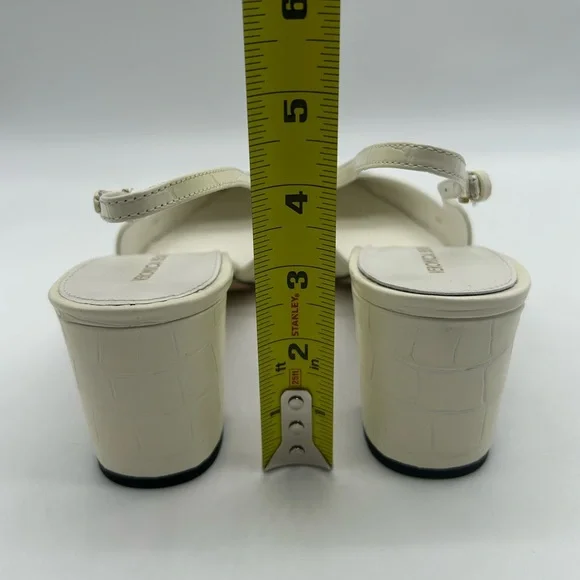 Veronica Beard Cecile Slingback Pumps Ivory Croc Leather Black Cap Toe Size 9M - Picture 8 of 14